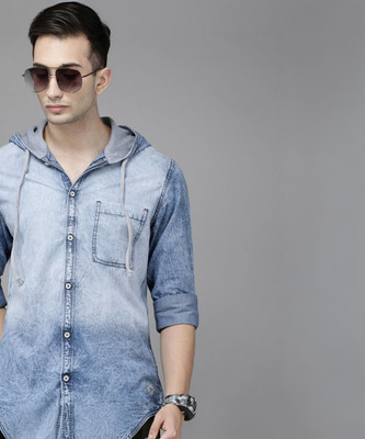 Roadster Men Washed Casual Blue Shirt