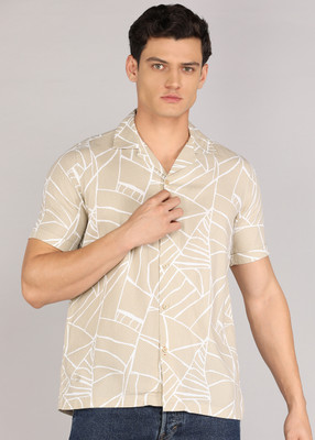 KILLER Men Printed Casual Beige Shirt
