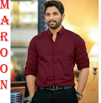 Havp K Square Enterprise Men Solid Formal Maroon Shirt