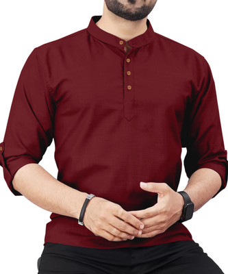 ROYAL SCOUT Men Solid Casual Maroon Shirt