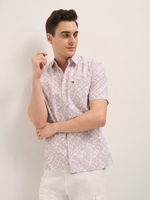 THE BEAR HOUSE Men Printed Casual Pink Shirt