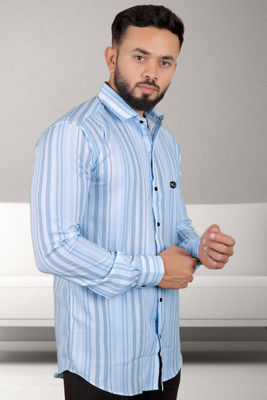 GCFAB Men Checkered Casual Light Blue Shirt