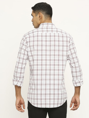 BASICS Men Checkered Casual Red Shirt