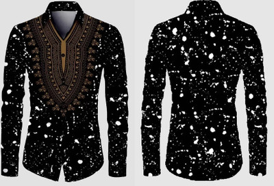 JRKENTERPRISE Men Printed Casual Black Shirt