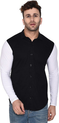 tfurnish Men Color Block Casual Black Shirt