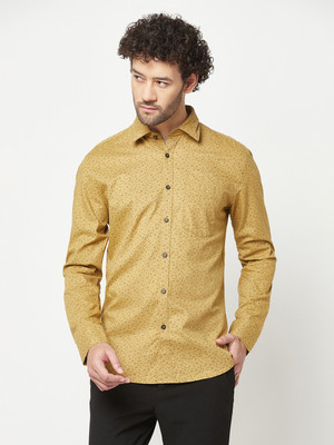 CRIMSOUNE CLUB Men Printed Casual Yellow Shirt