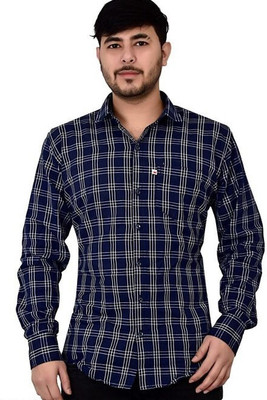 Shreyash Trend Men Solid Casual White, Dark Blue Shirt