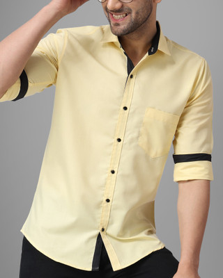 GLOBAL NOMAD Men Solid Casual Yellow Shirt