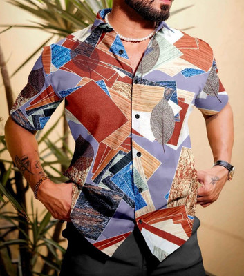 SANBROS Men Printed Casual White Shirt