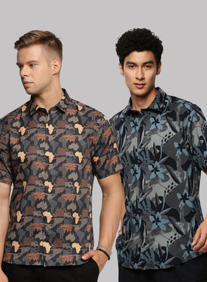 TIGERSNAKE Men Printed Casual Multicolor Shirt(Pack of 2)
