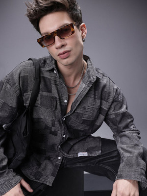 SOKO STREET Men Self Design Casual Black Shirt