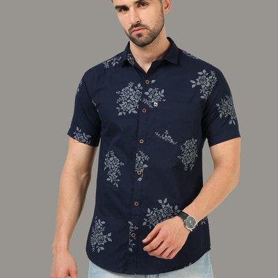 AIDAN PAUL Men Printed Casual Dark Blue Shirt