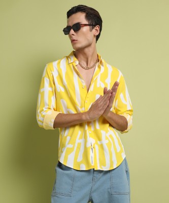 CAMPUS SUTRA Men Floral Print Casual Yellow Shirt