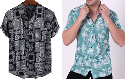 Lonexo Men Printed Casual Multicolor Shirt(Pack of 2)