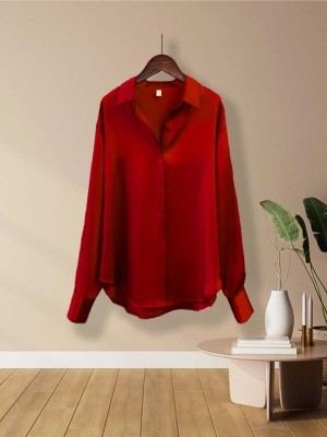 Pyramid Fashions Women Solid Casual Red Shirt