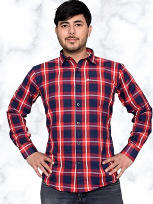 Marc Laurent Men Checkered Casual Red, Blue Shirt