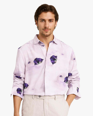 RARE RABBIT Men Floral Print Casual Purple Shirt