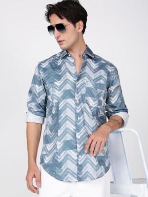 Bene Kleed Men Printed Casual Blue Shirt