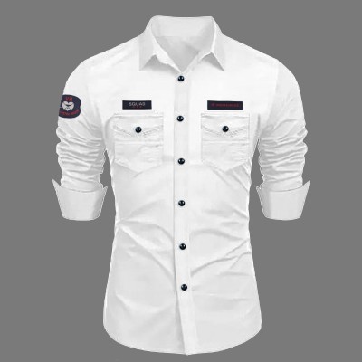 kia international Men Solid Casual White Shirt