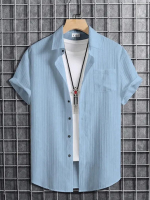 Abhirushi Boys Solid Casual Light Blue Shirt