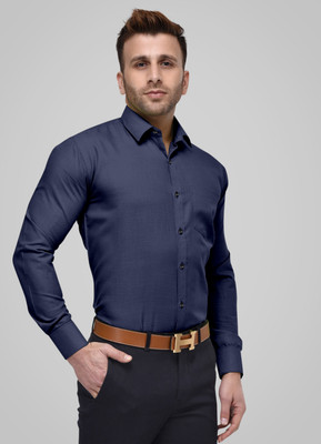 SHIRTWALAA Men Solid Formal Dark Blue Shirt