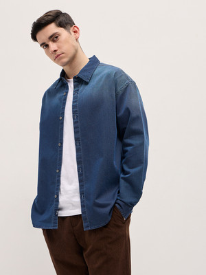 THE BEAR HOUSE Men Dyed/Ombre Casual Blue Shirt