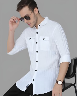 SOLMAN COLLECTION Men Solid Casual White Shirt