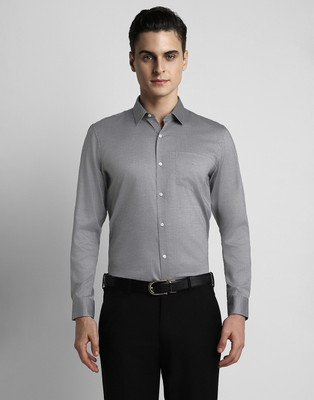 PETER ENGLAND Men Self Design Formal Grey Shirt