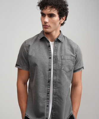 HIGHLANDER Men Solid Casual Grey Shirt