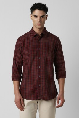 VAN HEUSEN Men Checkered Casual Maroon Shirt