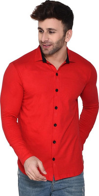 tfurnish Men Self Design Casual Red Shirt