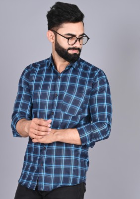 FUBAR Men Solid Casual Dark Blue, Blue Shirt