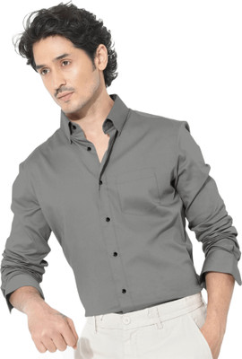 CLOSWIF CREATIONS Men Solid Casual Grey Shirt