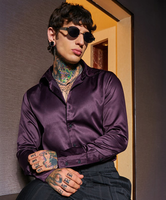 CAMPUS SUTRA Men Solid Casual Purple Shirt