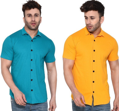 GEUM Men Solid Formal Multicolor Shirt(Pack of 2)