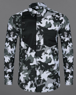 HOC Men Printed Casual Grey Shirt