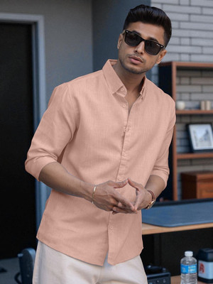 Yanthi Trend Men Self Design Casual Pink Shirt