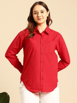 Mast & Harbour Women Solid Casual Red Shirt