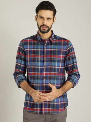 INDIAN TERRAIN Men Checkered Casual Blue Shirt