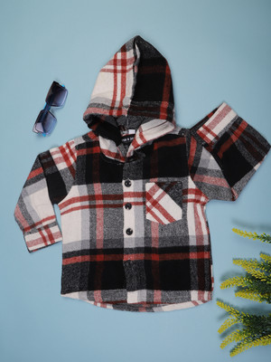 V-MART Baby Boys Checkered Casual Brown Shirt