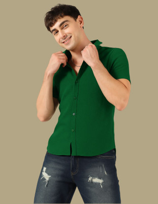 Kasendra Men Solid Casual Green Shirt