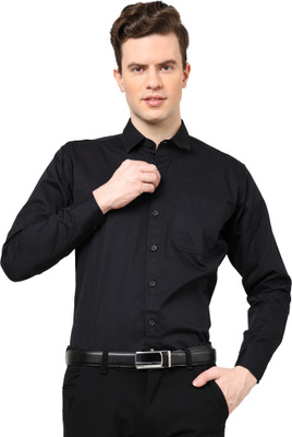 SensorC Men Solid Formal Black Shirt