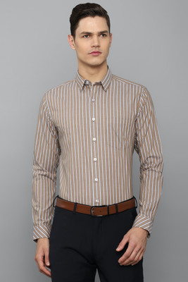 LOUIS PHILIPPE Men Striped Formal Brown Shirt