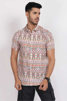 Layona Men Printed Casual Cream Shirt