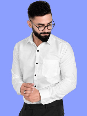 Pribha Fashion Men Solid Formal White Shirt