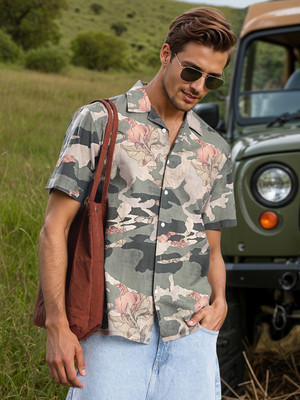Bene Kleed Men Graphic Print Casual Green Shirt