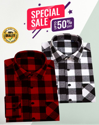 REHAN Men Checkered Casual Multicolor Shirt(Pack of 2)