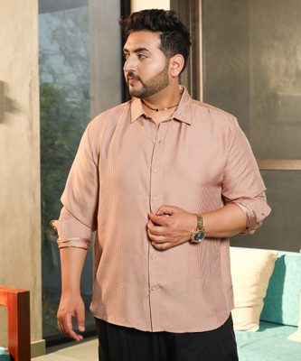 Instafab Plus Men Solid Casual Brown Shirt