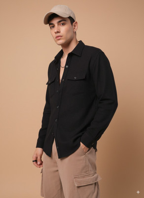 Dhakre fashion Men Solid Casual Black Shirt