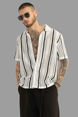 ShirtSqure Fashion Men Self Design Formal White Shirt